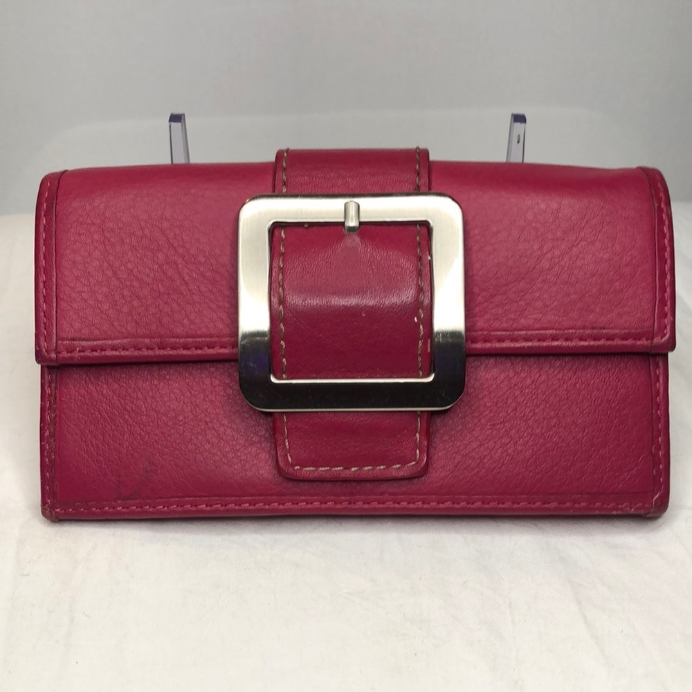 JEAN CHATZKY pink pebble leather wallet. Multi tabbed compartments.